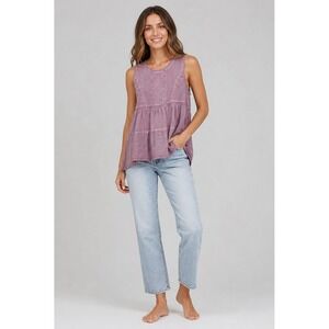 Knox Rose Tank Top Women S Pink Rayon Crochet Trim High Low Coquette Boho Hippie